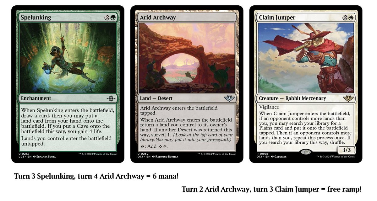 I don't know if this will be better than Aftermath Analyst or Topiary Stomper, but the new bounce land from Outlaws of Thunder Junction could enable new ramp strategies in Standard. #MTGThunder