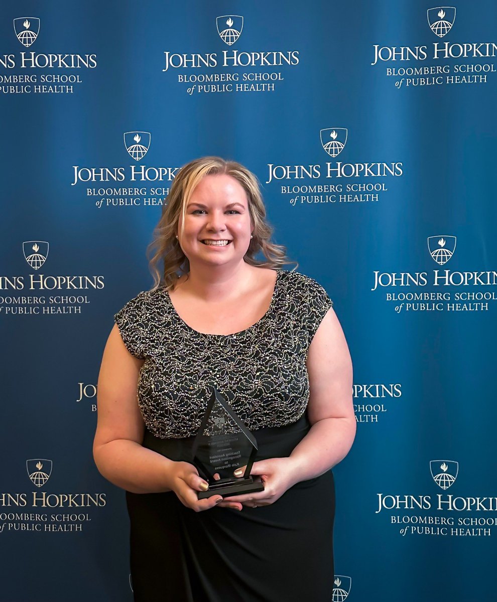 I’m deeply honored to be a recipient of this year’s Teaching Assistant Recognition Award! Thank you to my colleagues for their kind words.  @JohnsHopkinsEHE  @JHSPH_SA @JohnsHopkinsSPH