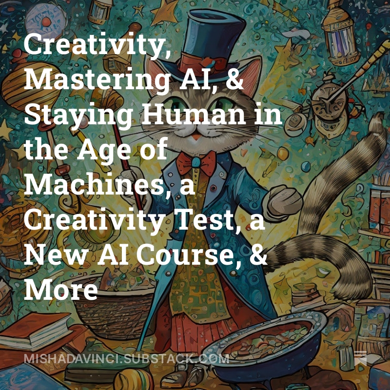 This week's The grftf Newsletter is about creativity as a response to AI. - The grftf Podcast Ep 15 | Creativity, Mastering AI, & Staying Human in the Age of Machines with @willcady - A Creativity Test - How can AI support human creativity? - A New AI Course & Poll