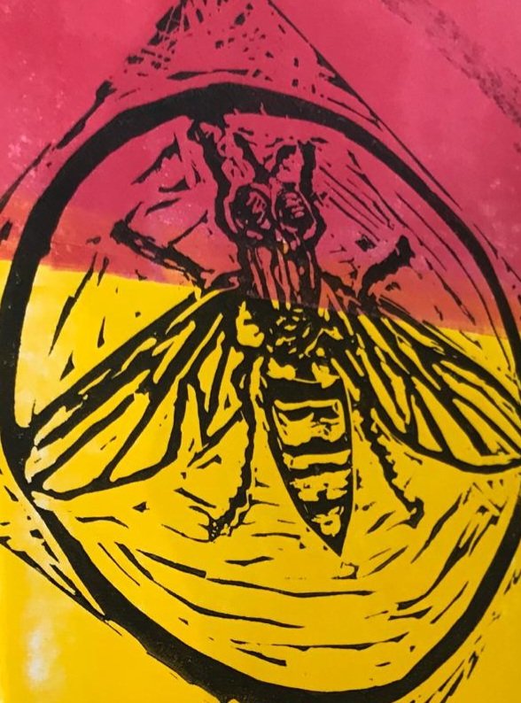 thebugfarmUK's tweet photo. More fabulous Pollinator Trail lino prints from yesterday's workshop. Next workshop is Wednesday afternoon, 3pm. #PollinatorTrail #TheBugFarm #EasterHolidays https://t.co/nJL3duSxLl
