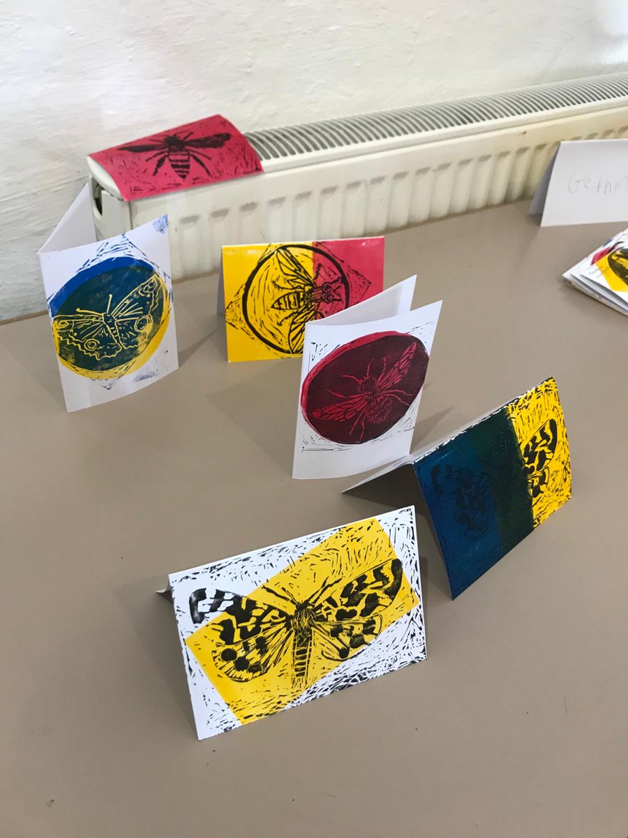 More fabulous Pollinator Trail lino prints from yesterday's workshop. Next workshop is Wednesday afternoon, 3pm. #PollinatorTrail #TheBugFarm #EasterHolidays