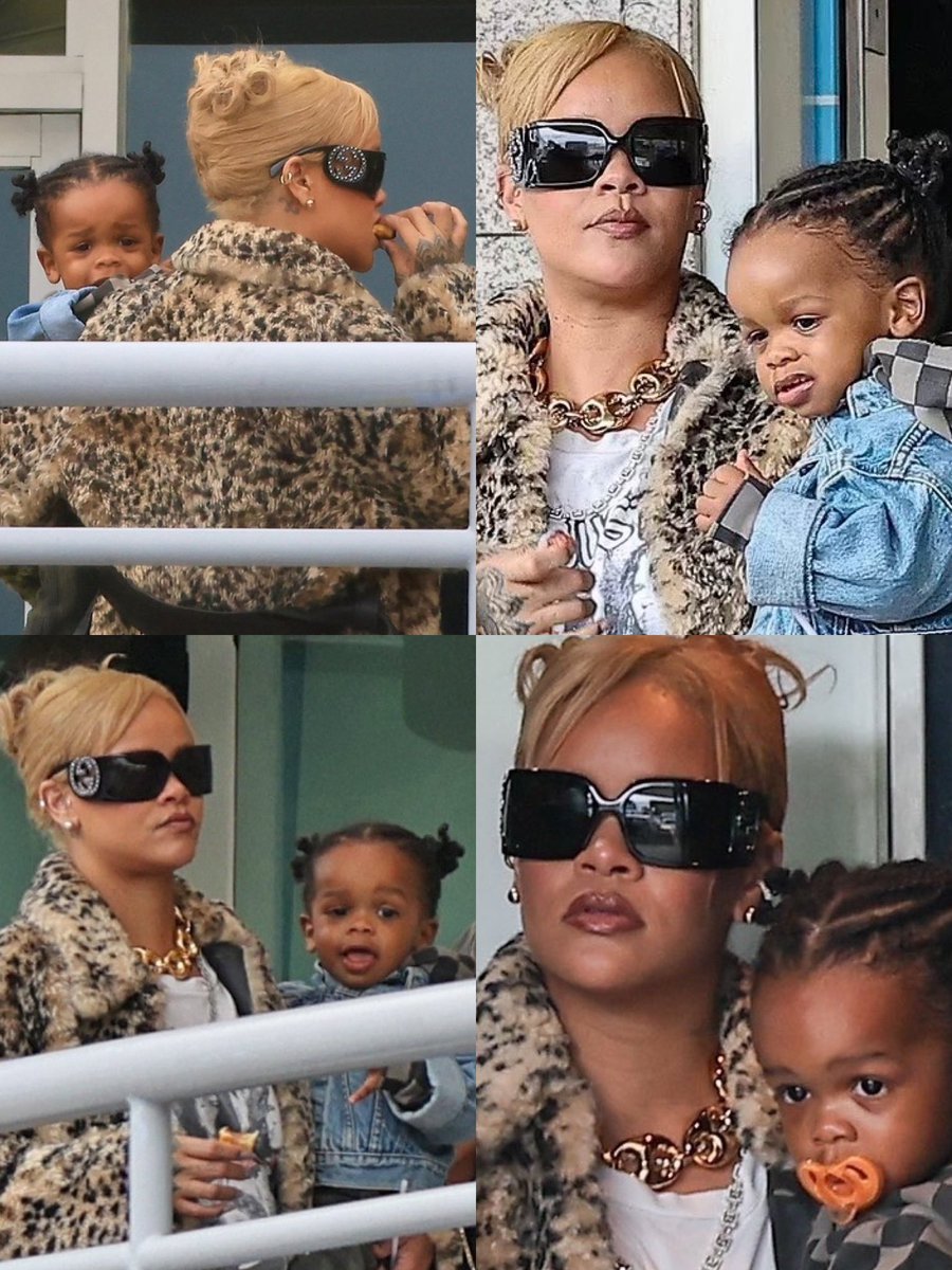 Rihanna and her son RZA yesterday