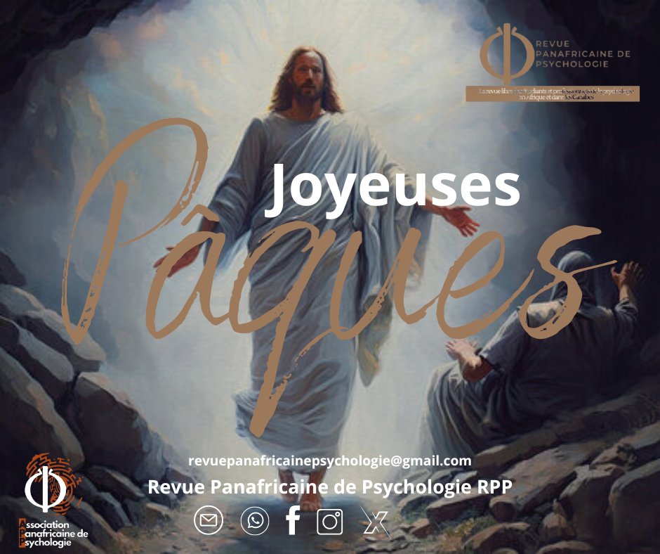 revue_rpp's tweet photo. 🐣🌸 Joyeuses Pâques à tous nos chers abonnés de la Revue Panafricaine de Psychologie (RPP) ! Que cette fête remplie de joie, d'espoir et de renouveau soit un moment de réflexion et de partage avec vos proches. 🌸🐣 

#Pâques
 #Joie #Espoir
 #Renouveau #RPP https://t.co/tLq3G6MyNR