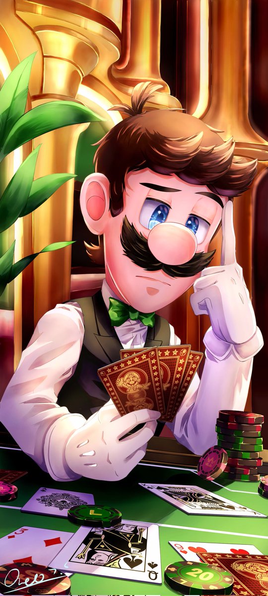 #Mario : Royal flush! Give me all your chips! On the other hand,#Luigi seems to be in trouble. @CorpseSyndrome @RealLuigikid Finally completed, I've been working overtime quite a bit lately. #SuperMario #SuperMarioBros #マリオ #スーパーマリオ #ルイージ