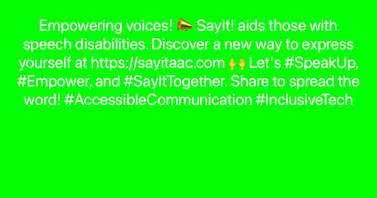Empowering voices! 📣 SayIt! aids those with speech disabilities. Discover a new way to express yourself at ayr.app/l/BXfi 🙌 Let's #SpeakUp, #Empower, and #SayItTogether. Share to spread the word! #AccessibleCommunication #InclusiveTech
