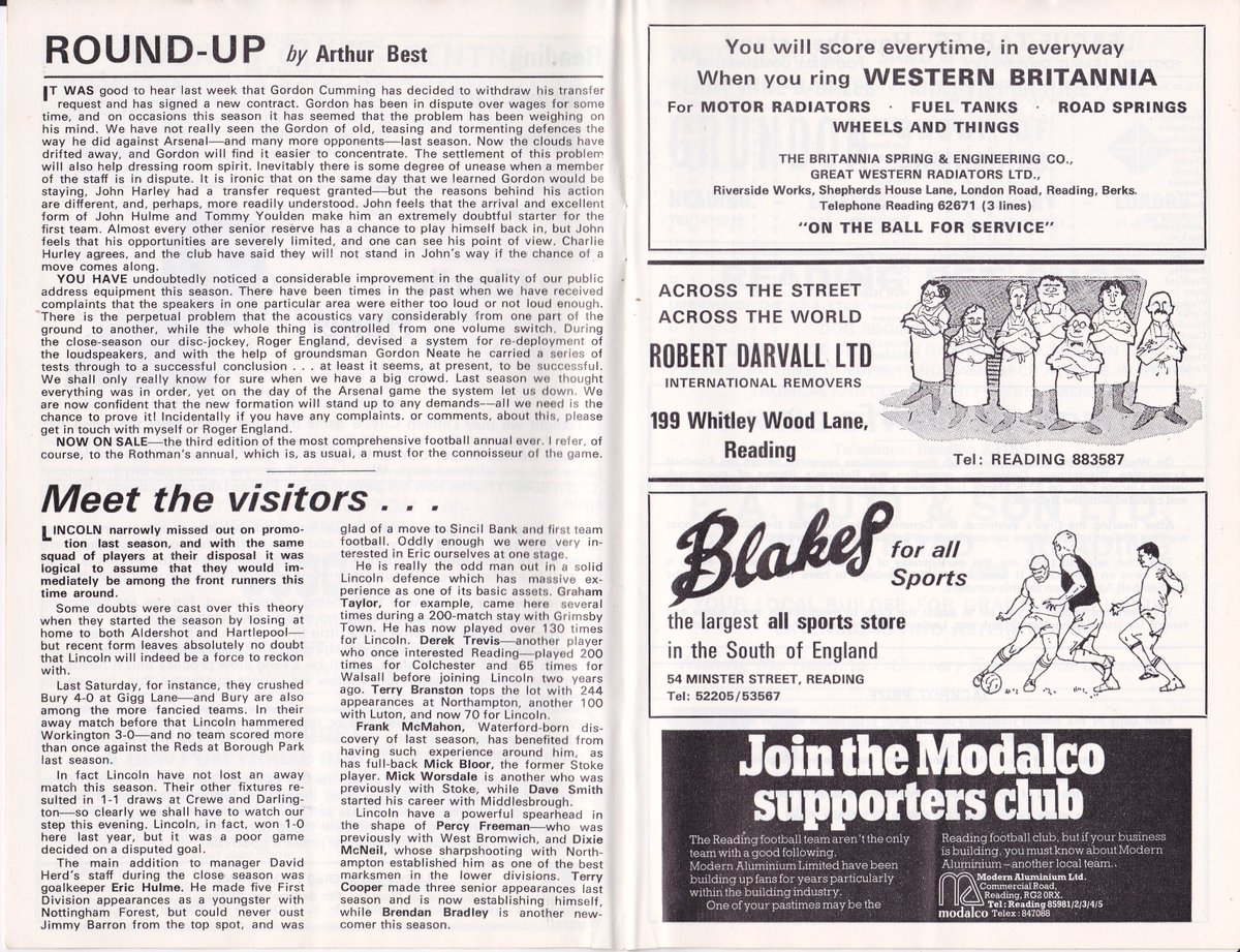 Back to September '72 for #readingfc v #WeAreImps , 1-1 (Chappell) with Graham Taylor at left back for Lincoln, looks like the ref had a 'mare in the same fixture last season, hoping for better today 🤔 @TheTilehurstEnd @cribsie @OldRoyalsStuff @ElmParkMemories