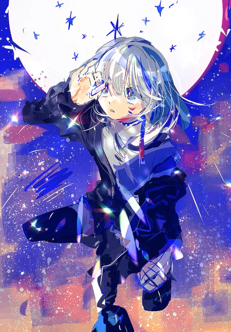 ""まわるものについて"" #芹沢あさひ  アナザーあさひちゃん、青くて良すぎ〜の絵です 