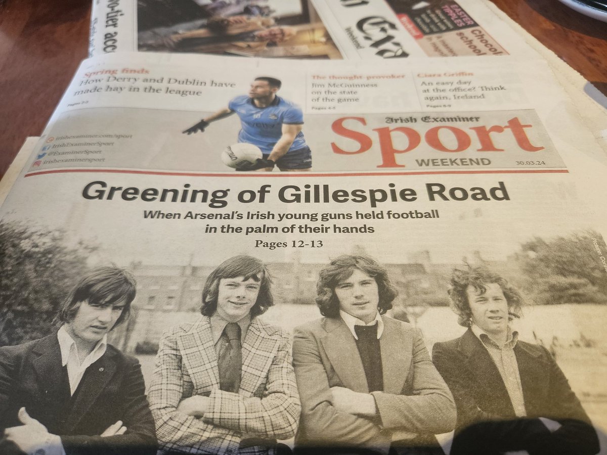 Fabulous article in today's Irish Examiner by Tony Leen about the Irish stars at #Arsenal in the 1970s and 80s. 
#mciars #coyg #afc