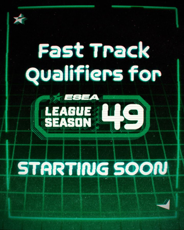 ComeçA o qualificador para a <a href="/ESEA/">ESEA League</a> Intermediate S49! Estão 8 slots na divisão em jogo.

Equipas 🇵🇹 inscritas: 
- <a href="/TxTgamingTxT/">TxT Gaming</a>
- <a href="/agency_clan/">Agency Clan</a>
- <a href="/EnergiseClub/">Energise</a>
- @lxsoldiers
- #OsPatetas
- #XAMIXUNGAX

Vai haver cobertura em direto a partir deste tweet.

Bracket: