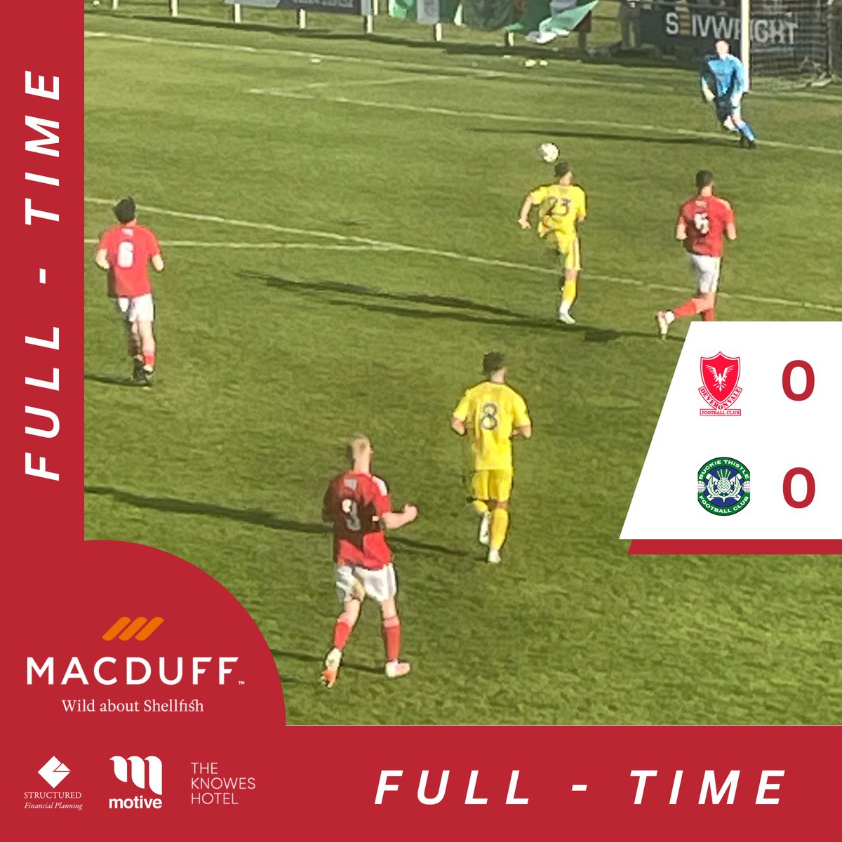 Full time from PRP and a well deserved point with some exceptional individual performances from the Vale - 🔴⚪️🔴
FT - Deveronvale FC 0-0 Buckie Thistle  #monthevale