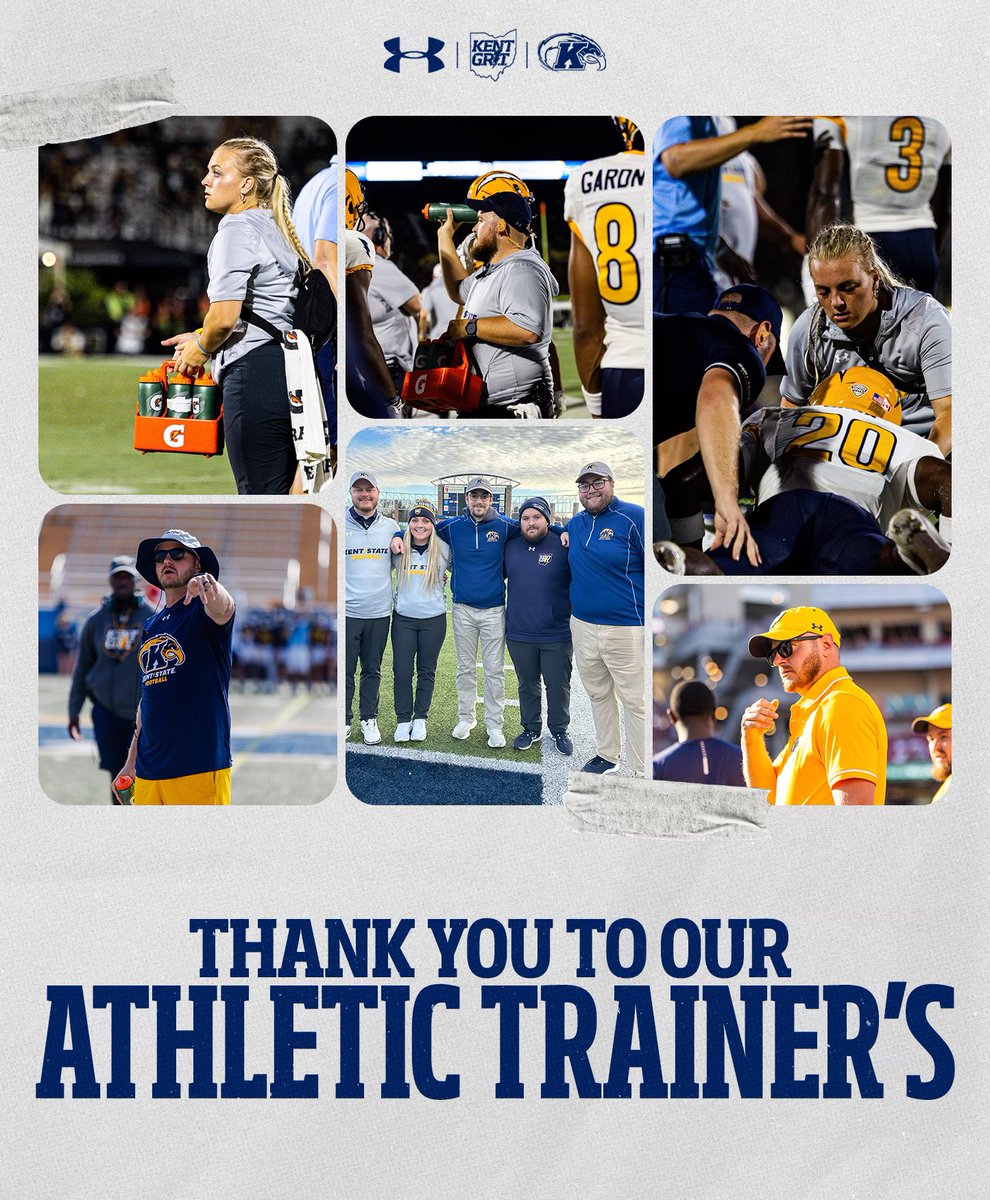 As we wrap up National Athletic Training Month, we would like to give a special shoutout to our amazing AT team. Thank you for all you do for our student-athletes. 🙌 #KentGRIT⚡️ | #ALLIN