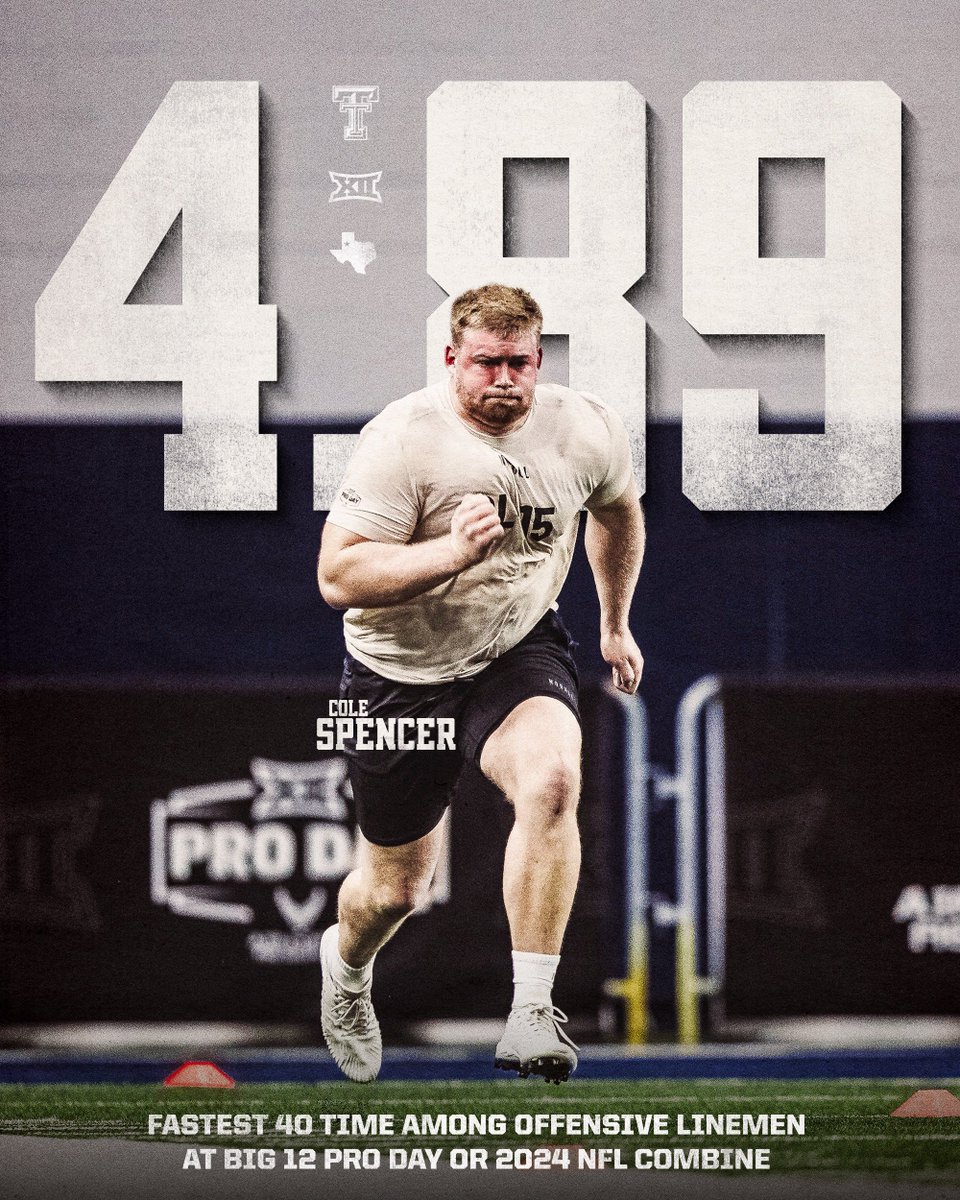 RED RAIDER SPEED 💨 @colespencer0 with the fastest 40 time for an OL in Frisco or in Indy!