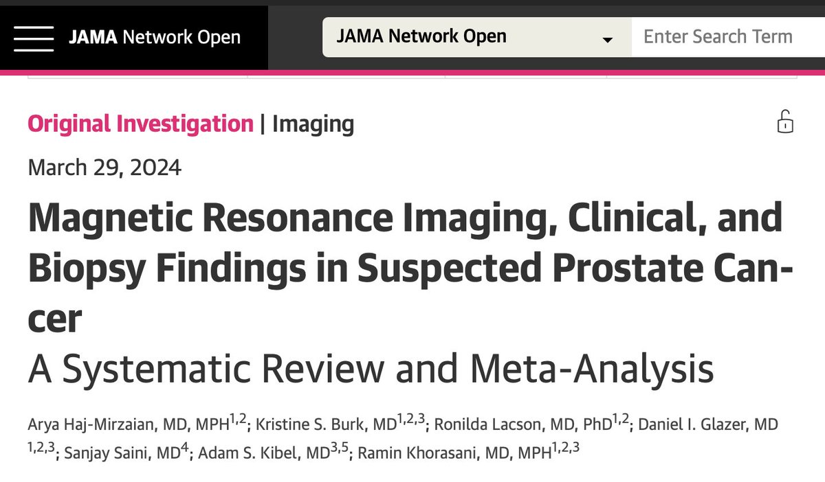 Meta-Analysis by @adamkibel_uro @BrighamWomens team suggests: ⭕️Combining MRI PI-RADS score and low PSA density (PSAD) could significantly reduce unnecessary biopsies while still detecting most cancers. @JAMANetworkOpen @OncoAlert @PCFnews @Uroweb @AmerUrological…