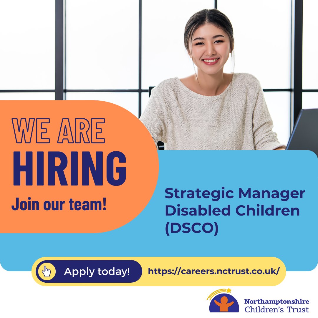 **Job alert** Join us as a Strategic Manager Disabled Children. You will be responsible for leading and inspiring the disabled children’s team to deliver high-quality services to children, young people with disabilities. Find out more and apply: ow.ly/qkhw50R4CBy