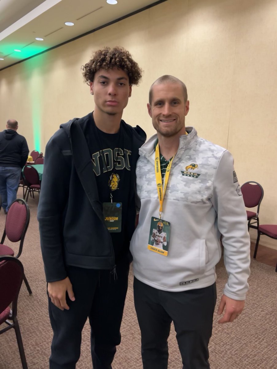 MylesGardner108's tweet photo. Had an amazing time at North Dakota State yesterday! Big thanks to all the coaches and staff, I can’t wait to be back up!!! 🦬 
@JoeBeschorner @CoachOlsonNDSU @CoachTimNDSU @JamoBrown_ @NDSUfootball https://t.co/SI1LHvbMw3