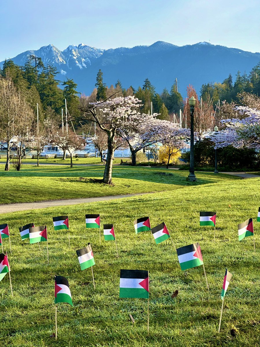 Along West Georgia, near Stanley Park (so-called “Vancouver”) this morning: 

Palestinian Land Day:  Martyrs Memorial.