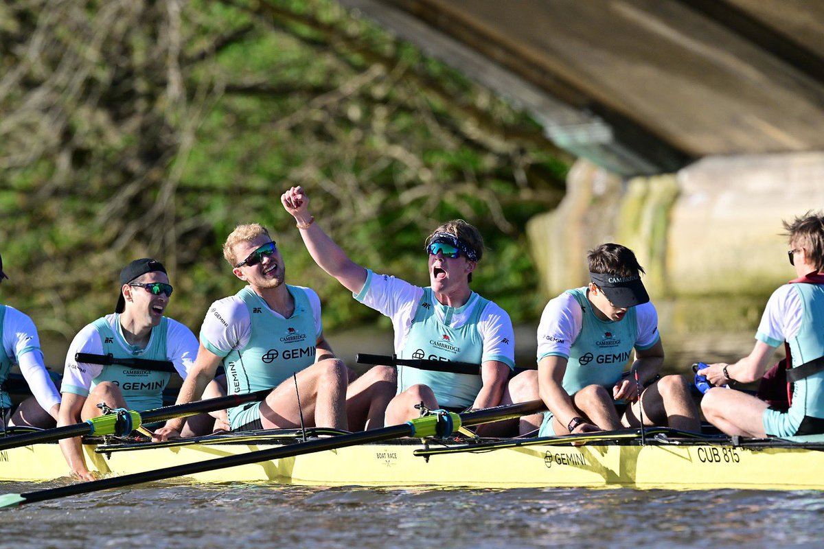 The Cambridge Men have won The 169th Men’s Gemini Boat Race by a margin of 3 1/2 boat lengths, in a time of 18 minutes & 56 seconds. #TheBoatRace2024 @CUBCsquad @Cambridge_Uni @Gemini