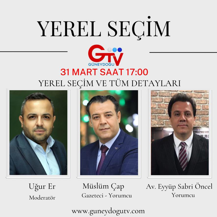 Yerel Seçimleri saat 17:00 itibariyle Güneydoğu Tv, de yorumlayacağız..