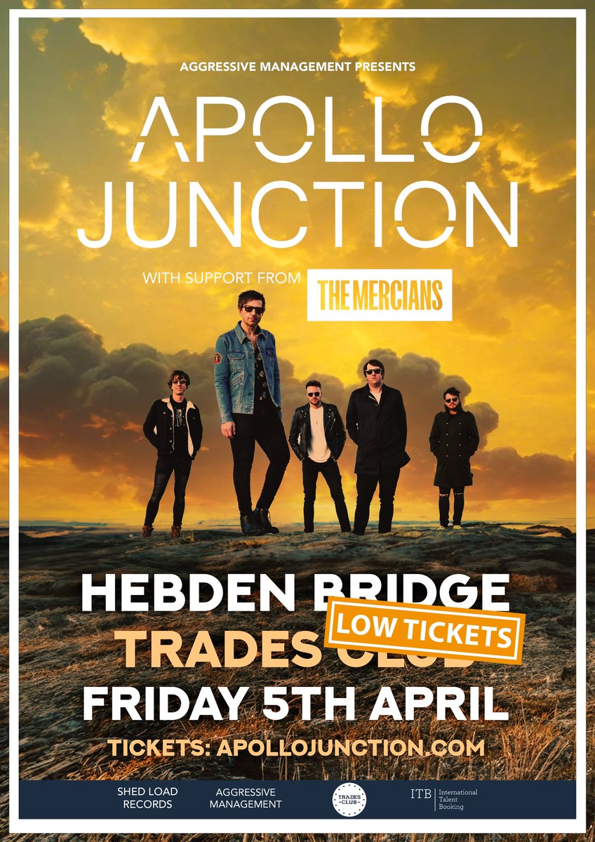 On Friday, we headline the legendary @thetradesclub in Hebden Bridge. It’s the very first date of the tour and there’s hardly any tickets left. Come hang out with us apollojunction.com/tour