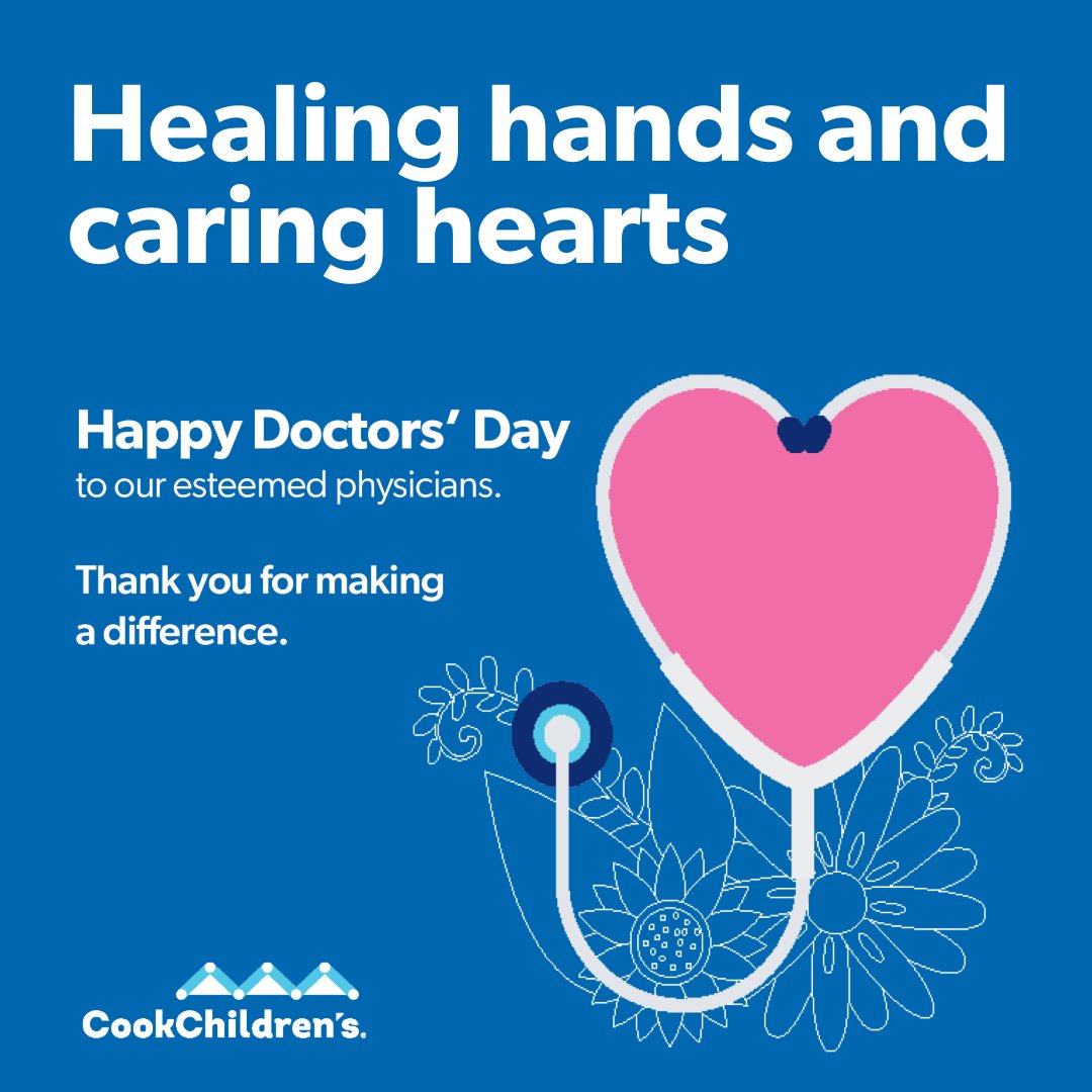 At Cook Children’s, our doctors do more than just fix boo-boos. They give hope and high-fives to little ones and their families. Happy Doctors' Day to all of our physicians. Thank you for making a difference! #DoctorsDay #WeAreCookChildrens