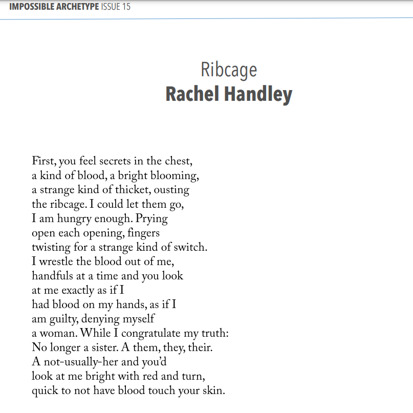 My poem, Ribcage, was just published in issue 15 of @impossiblearch! You can read the full issue here: impossiblearchetype.wordpress.com/15-2/