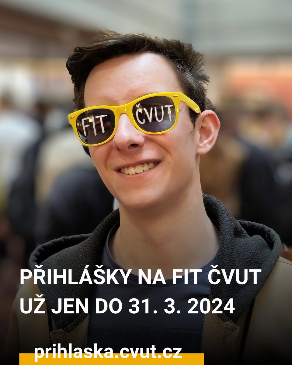 ⏰ Už jen DNES a ZÍTRA přijímáme #PŘIHLÁŠKY ke studiu! Pokud vidíte od září svou budoucnost na #FITČVUT, nezapomeňte si podat přihlášku do této neděle online na prihlaska.cvut.cz. Podrobnosti k přijímacímu řízení: fit.cvut.cz/cs/uchazeci/pr…