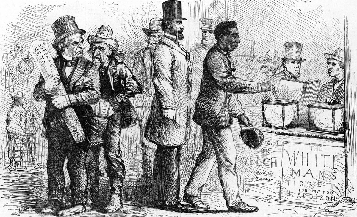 #OnThisDay, 1870 the 15th Amendment granting African American men the right to vote is adopted. 🗳️ “the right of citizens ... to vote shall not be denied or abridged by the United States or by any State on account of race, color, or previous condition of servitude.”