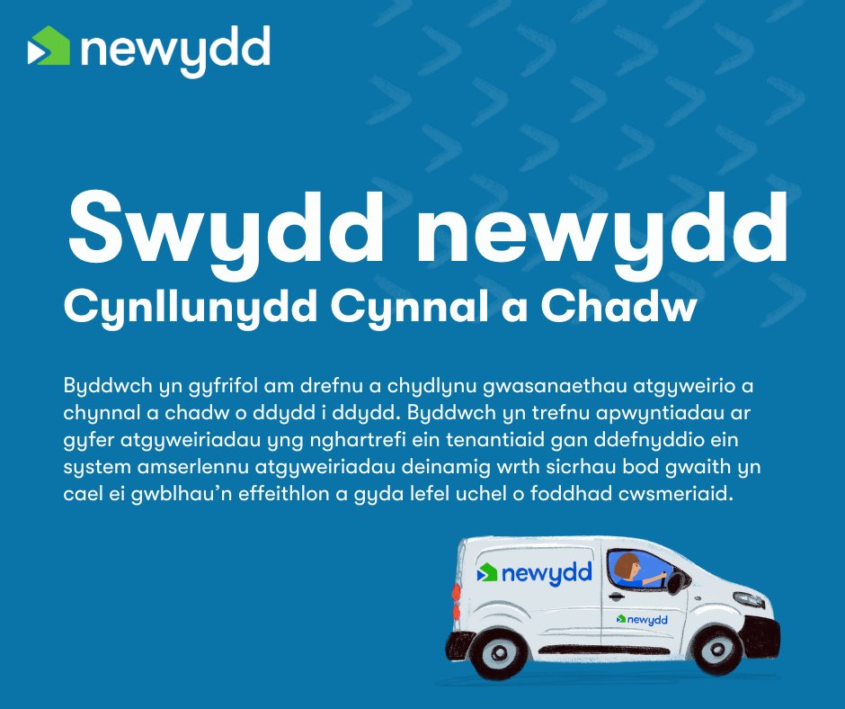 SWYDD NEWYDD! 💼 Cynllunydd Cynnal a Chadw 🕐 Parhaol, 40 awr (8yb-430yp) , dydd Llun i ddydd Gwener) 📍 Tongwynlais, Caerdydd gydag opsiynau gweithio cwbl hyblyg 💷 £24,336 i £25,616 I wneud cais ewch i newydd.co.uk/jobs