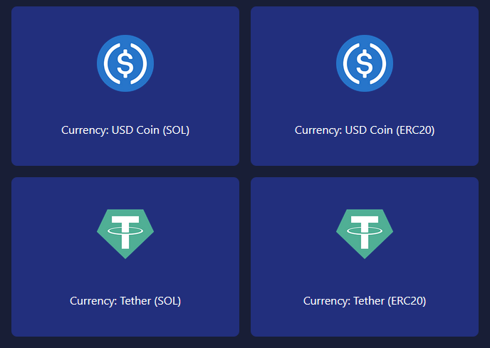 PayPaw_Cards's tweet photo. Just added USDC and USDT on $SOL and $ETH - small update before Easter!

These should significantly reduce fees compared to other options :)

Have a lovely holiday! 

Buy something with PayPaw for your family, like some booze or cake for tomorrow!

🐾🐾🐾🐾🐾 https://t.co/rdK8VVCl34