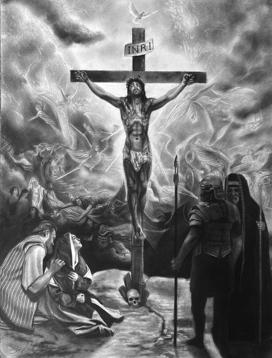 My drawing of The Crucifixion, charcoal on paper 18 x 24' 2023
👉See more of my work at ericarmusik.com

#crucifixion #HolySaturday #CatholicTwitter