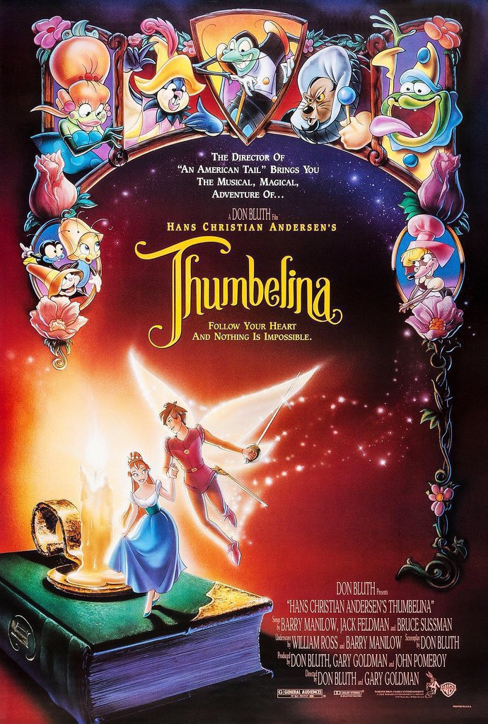 🎬MOVIE HISTORY: 30 years ago today, March 30, 1994, the movie ‘Thumbelina’ opened in theaters!

#JodiBenson #GaryImhoff #JoeLynch #GinoConforti #GilbertGottfried #CarolChanning #JohnHurt #BarbaraCook #Charo #KennethMars #JuneForay #WillRyan #DannyMann #LorenLester