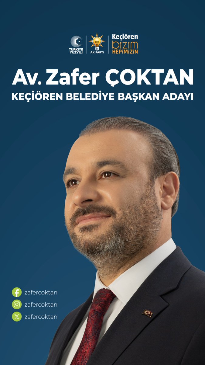 Keçiören'in ağabeyi, değerli Zafer Başkanım. Biz sizlerden razıyız. Keçiören Belediye başkanlığı için desteğimiz, güvenimiz tam.
Oylarımız Keçiören'in sesine kulak veren, Cumhur İttifakı adayımız Zafer Çoktan Başkanımıza🤲