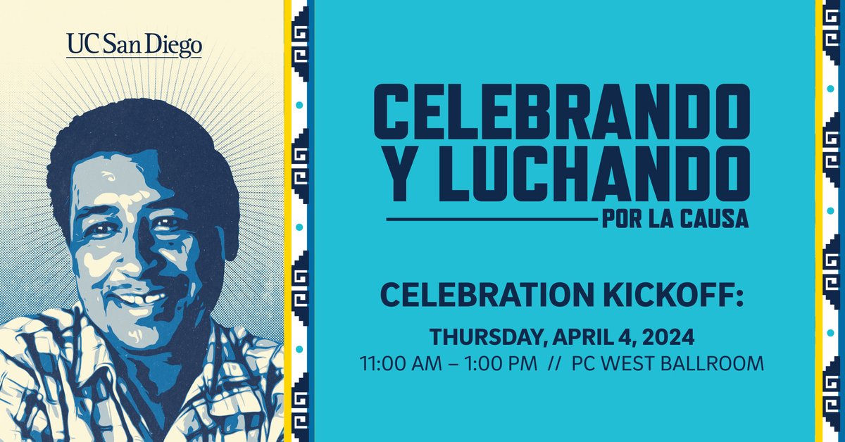 All #UCSanDiego campus community members are invited to attend the 23rd annual César E. Chávez Celebration Kickoff and Scholarship Awards on April 4. Register >> cesarchavez.ucsd.edu #UCSDExtendedStudies #UCSD #Tritons