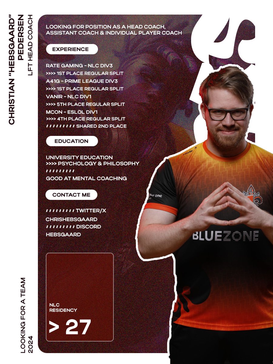After a split with Mcon, I'm exploring opportunities, looking to secure a role as head or assistant coach. I offer an analytical view of the game and a methodical problem-solving approach. Contact through DM ♥️ & 🔁 = 👑 Reference @xDrop_Lol & @Harbo_lol Design @aptraxia