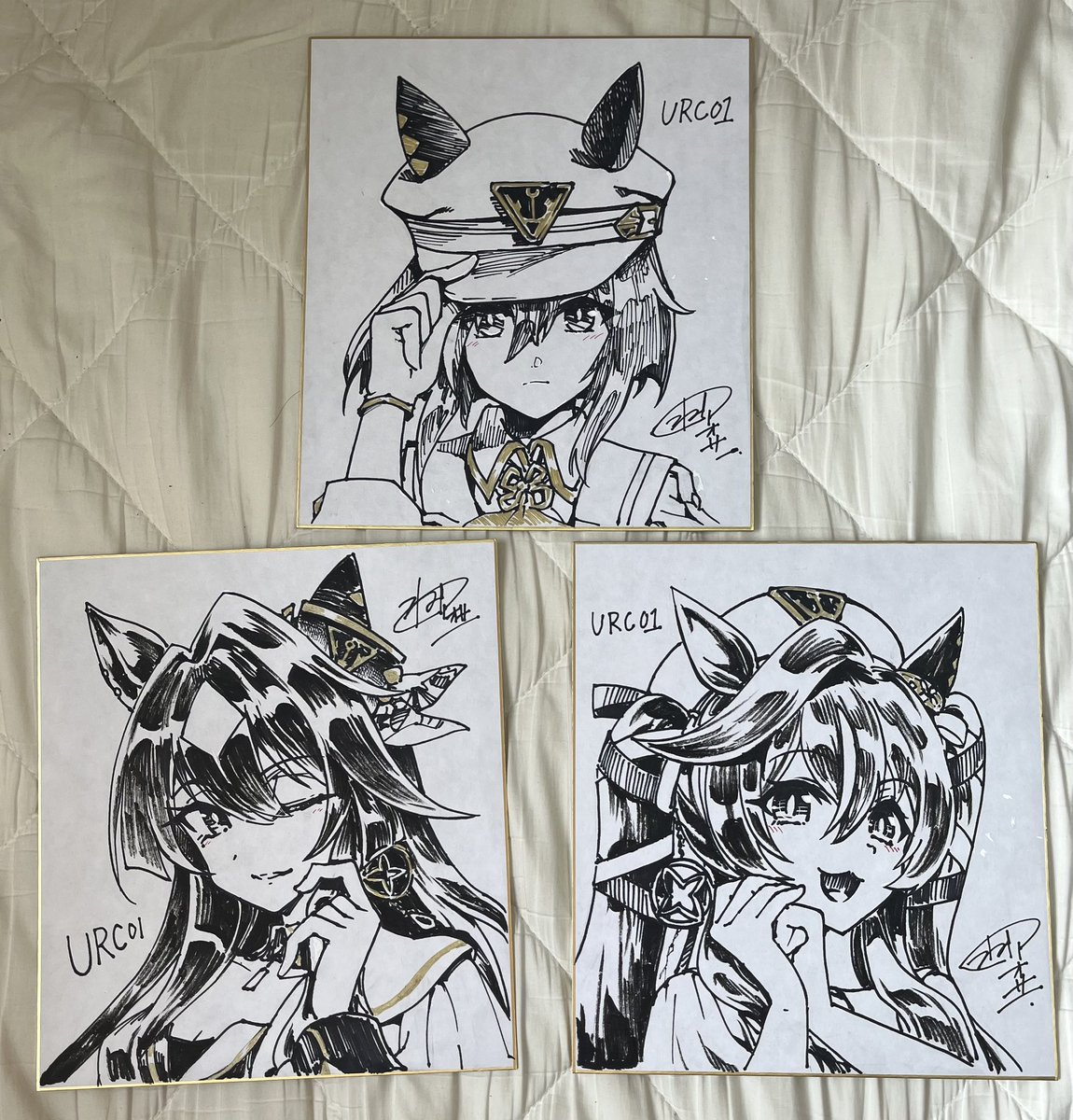 URCに持ってく色紙は三冠ウマ娘&amp;三姉妹です。よろしくお願いします 