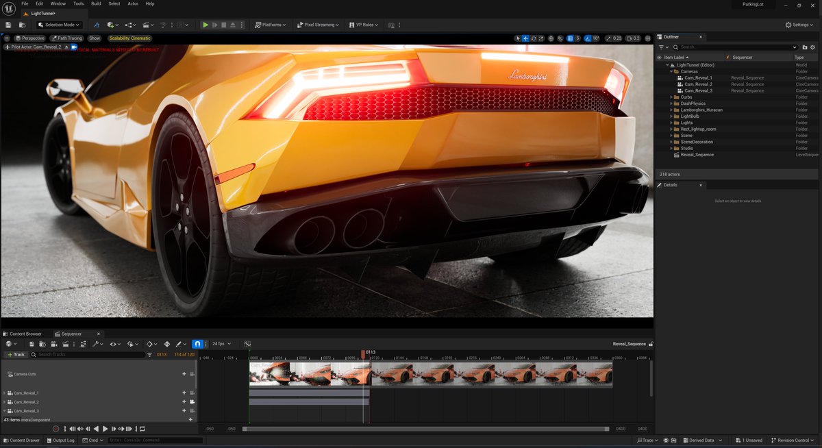 iamprincezain's tweet photo. Making progress in #UnrealEngine5! Building a car studio from scratch, working on adding lighting setups with bulbs on tripods. It's all about getting that perfect glow on our cars. Thanks to @BadXStudio for the invaluable lessons. #WIP #UE5 #CarStudio #3Danimation #PathTracing https://t.co/dg6ptODV58