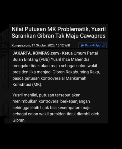 Ini kata Yusril lhoh ya. Kemarin nalarnya yang berjalan. Sekarang ?