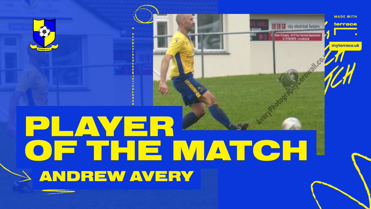 Player/manager @Avers80 picked up a well-deserved POTM award. Our performance analyst counted 48 headers, 25 tackles and a powerful headed goal ⚽️💛💙 @swsportsnews #UpTheSticky