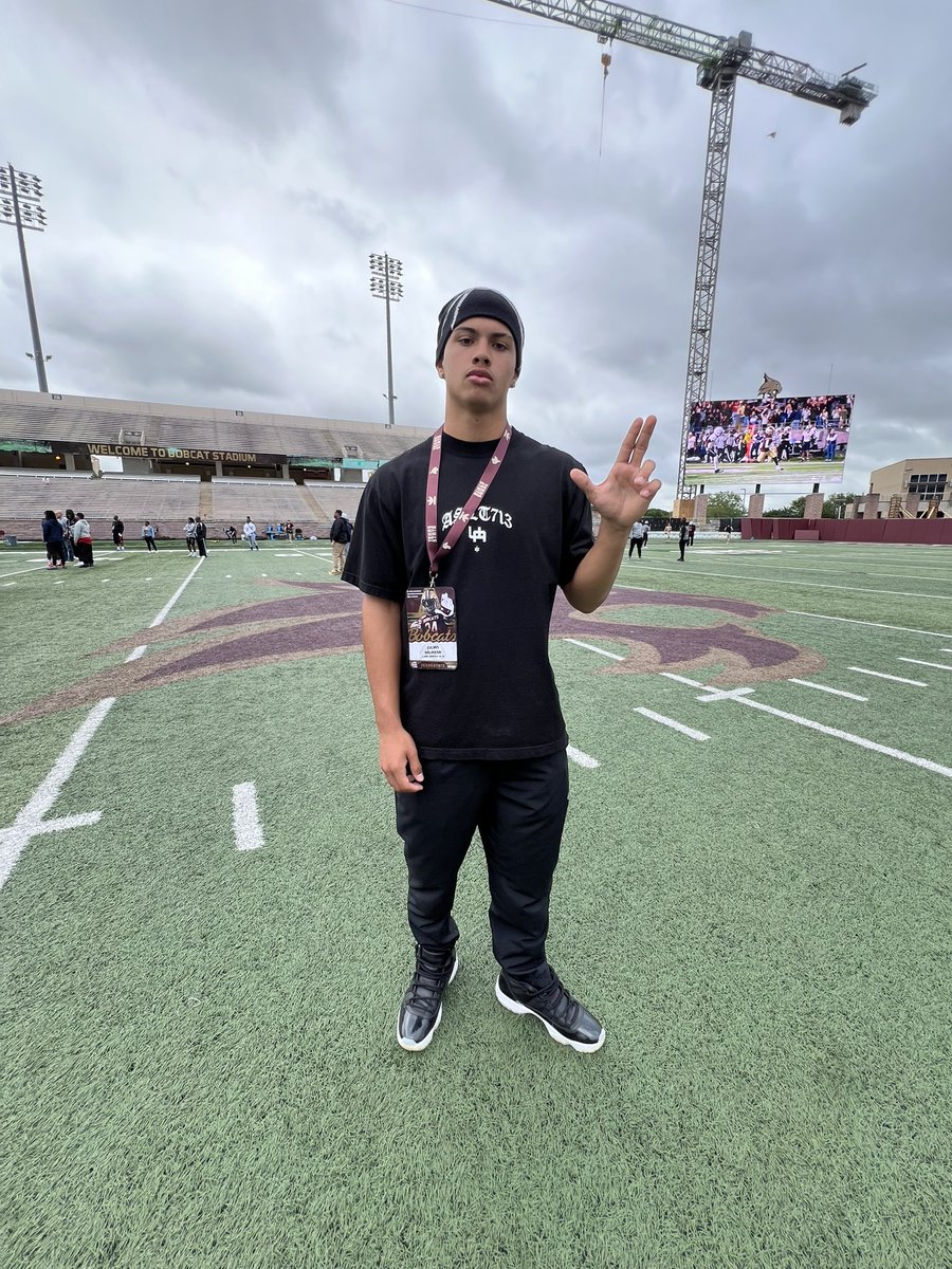 had a great time at @TXSTATEFOOTBALL junior day thank you @Coach_Leftwich @LDKep for the hospitality!! @Clear_SpringsFB @coach_renfro @3CP_Academy @CoachOBrantley @OL_CoachLeonard @willmcbride_ @the_kevin_pool