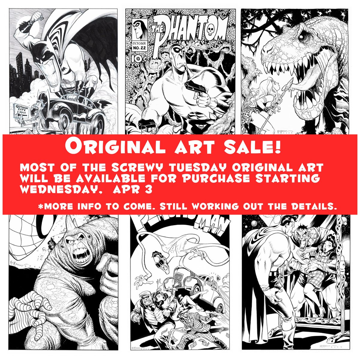 hey folks, if anyone is interested in picking up one of these sweet screwy tuesday pics, they will be available wednesday through comicarthouse.com #screwytuesday #illustration #originalart #comicart #penandink