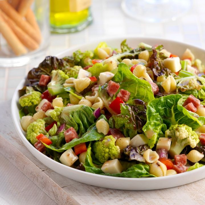 Fresh, vibrant, and bursting with flavor! 🥗 Our Italian Chopped Salad with our Artisan Sweet Gem Lettuce and Colored Cauliflower is a true masterpiece. Get the recipe here: bit.ly/3Iv5PCb #taproduce #recipe #recipeoftheday
