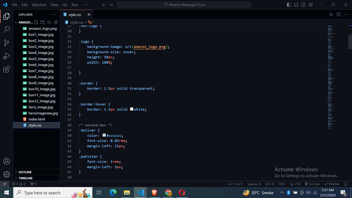SyntaxSam405's tweet image. Day 11:
Completed a very basic clone of Amazon using only HTML and CSS. Utilized fundamental concepts of HTML and CSS for this project. Feeling confident I am now considering new projects. Do you have any suggestions?&quot;

#webdevelopment 
#CSS 
#HTML 
#100daysofcodechallenge
