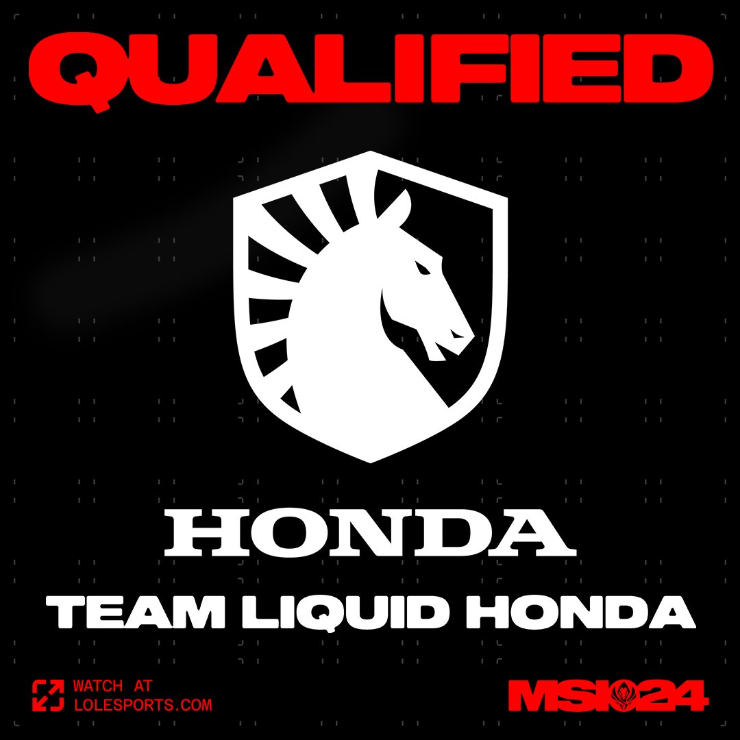 WELCOME TO #MSI2024: Congratulations to @TeamLiquidLoL on qualifying for the 2024 Mid-Season Invitational! #LCS