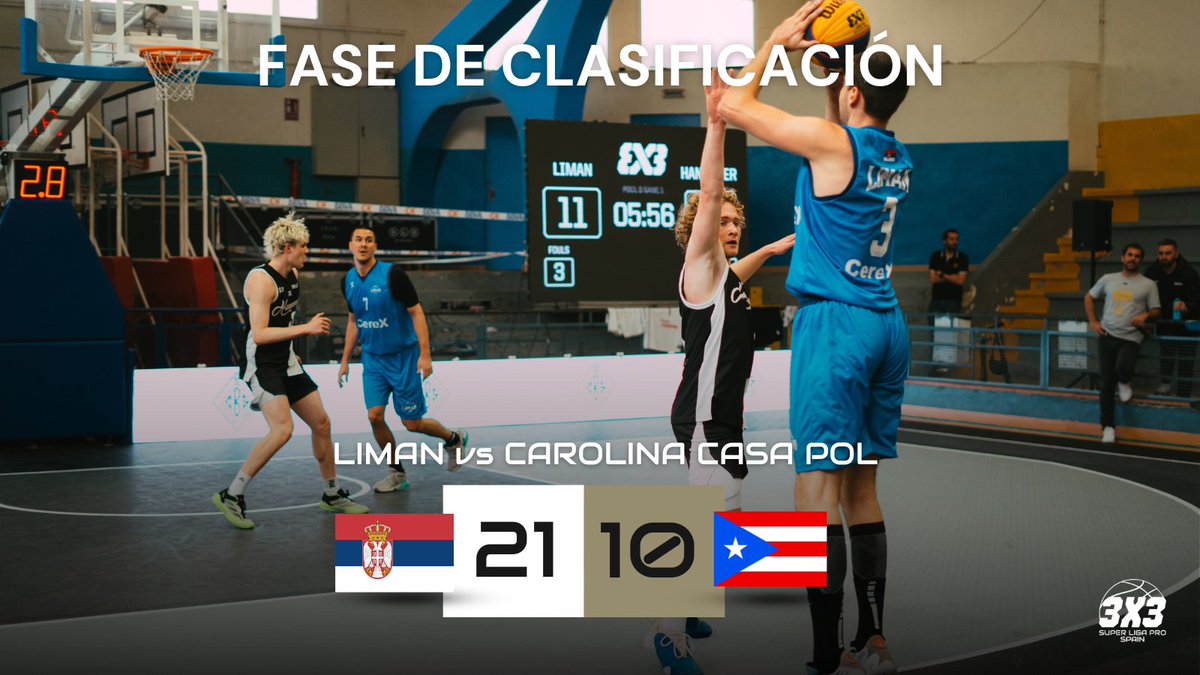 🚨 Último partido de la jornada, los cuartos ya están definidos y mañana se avecina un gran día.

LIMAN 21 - 10 CAROLINA CASA POL         

¡No te pierdas nada! #superligapro3x3
