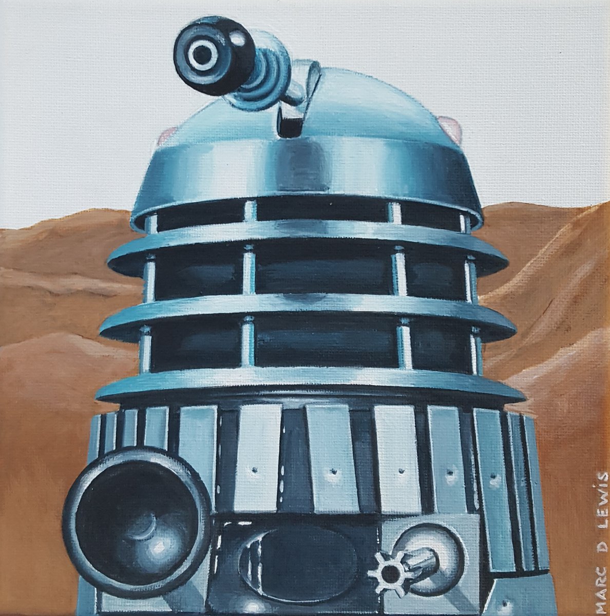 'Substitute weaponry functioning satisfactorily.' 🤖 Silver Dalek canvas finally complete & currently available on eBay! (Acrylic on canvas, 20x20cm) ebay.co.uk/itm/2260698381… #DoctorWho #DrWho #DWfanart #Daleks #DeathToTheDaleks #Painting #Illustration #Art