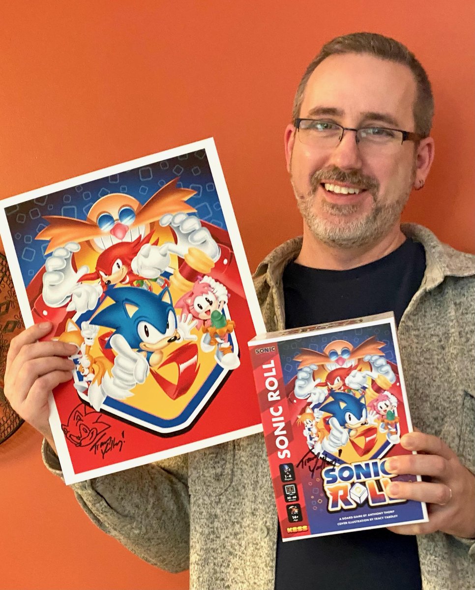 Win some Sonic Roll goodies signed by @yardleyart! At our Sonic Roll event at the Burbank B&N on April 13th, you can win a signed limited-edition print of the Sonic Roll cover art, a signed copy of our Sonic Roll game, and a Sonic Roll playmat! Link in bio to learn more 🔗
