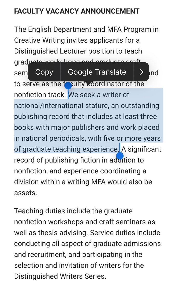 It’s easiest to stay in California for custody reasons, but sometimes I dream of New York. This lecturer position at CUNY—not tenure track, but lecturer—requires three books for $50K. cuny.jobs/new-york-ny/di…