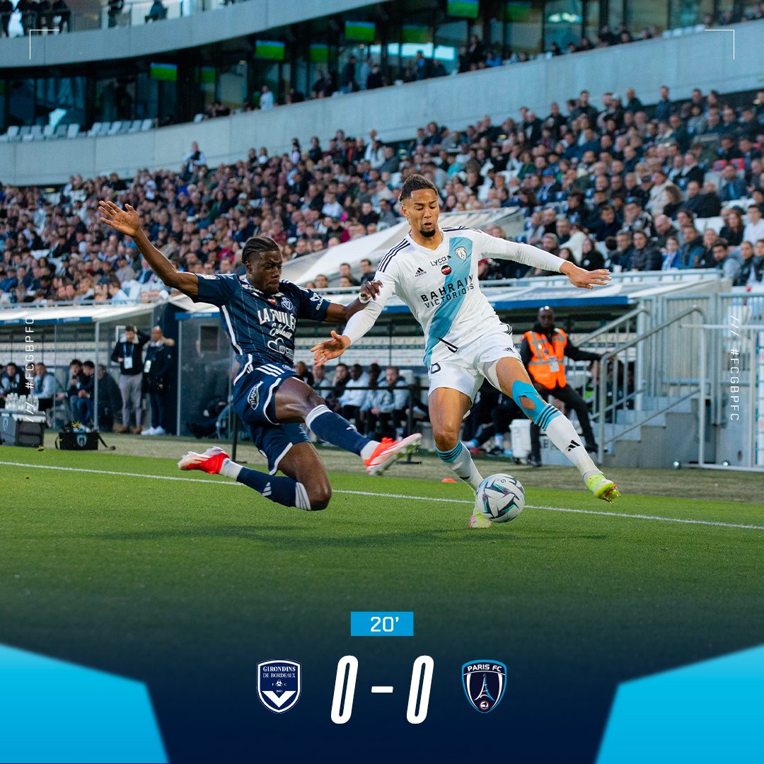 ParisFC's tweet photo. ⏱ Déjà des opportunités des deux côtés après 20 minutes de jeu au Matmut Atlantique !

0⃣-0⃣ #FCGBPFC https://t.co/xT5UAxm7gB