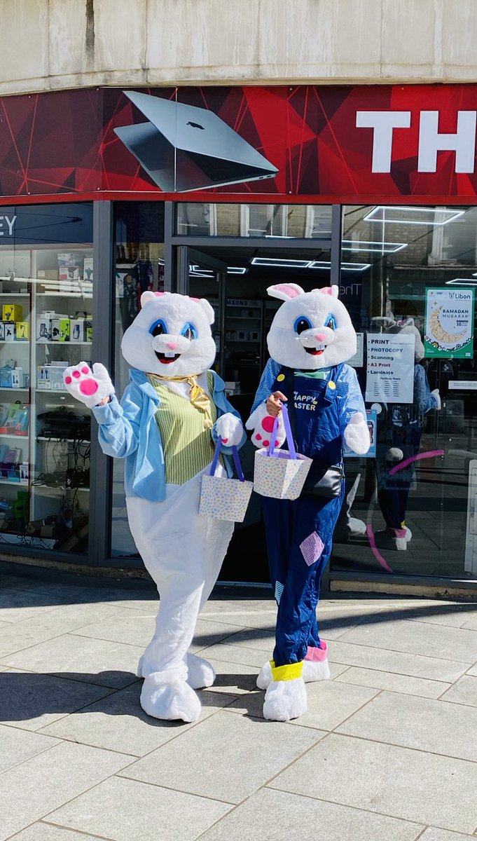 🌸🐰 Spreading joy this Easter season with the cutest bunnies hopping around town, bringing smiles to everyone’s faces! #EasterBunnies #PositivityBoost 🌼🌷easter #sloughbid #businessimprovementdistrict #slough