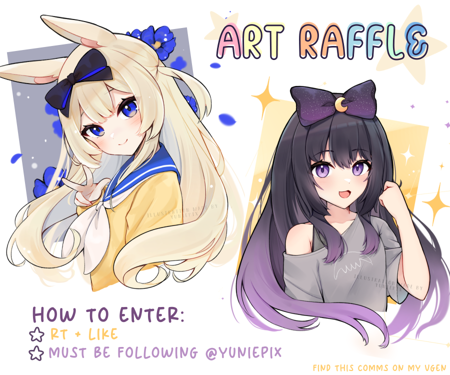 °˖✧ ART RAFFLE ✧˖° Win a bust up illustration like the examples~ How to join: ˖ like & rt ˖ follow me ˖ optional: share your character on replies Ends on 24th April 1 winner, good luck!!🌟